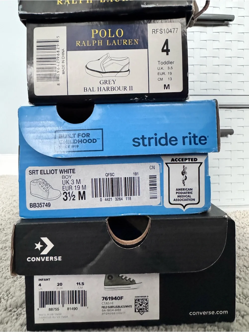 Stride Rite, Ralph Lauren, Rainboot and Converse Baby Shoe 4C